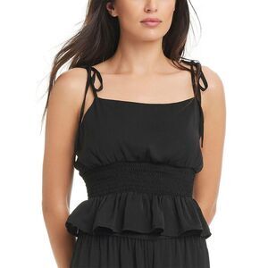 Red Carter Womens  Hammered Satin Coverup Cropped Cami, Black